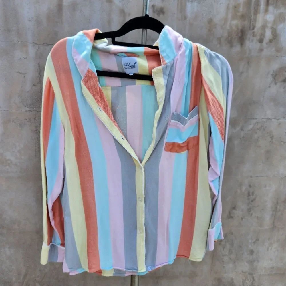 Plush stay warm and stylish striped shortie pajamas